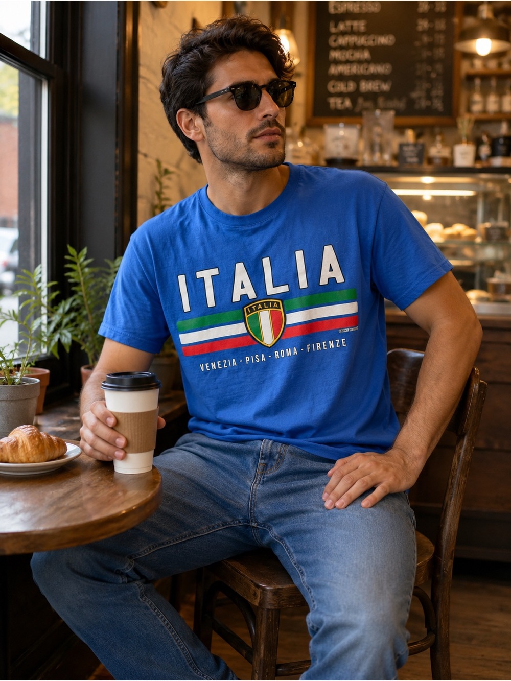 Italia Venice Pisa Rome Florence Blue Graphic T-Shirt Men’s Medium